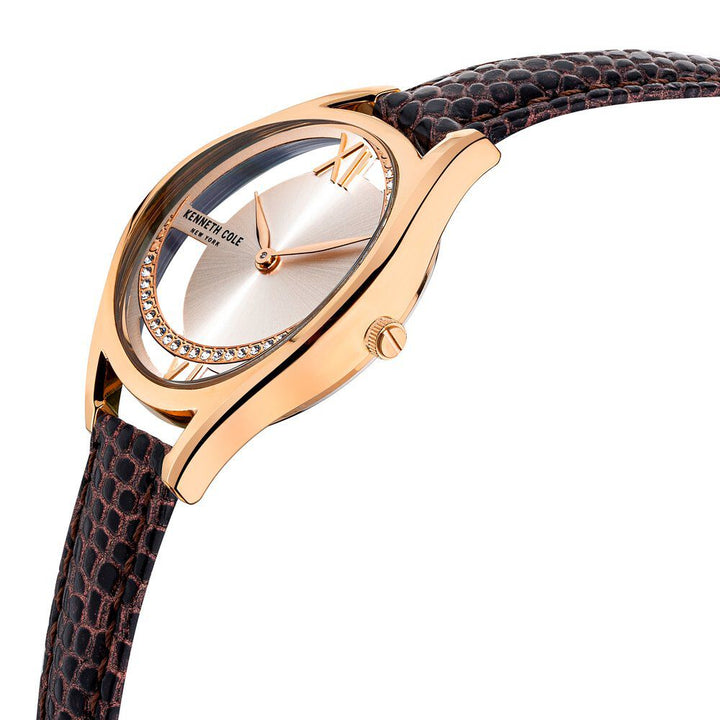 Kenneth Cole Quartz Analog Rose Gold Dial Leather Strap Watch for Women