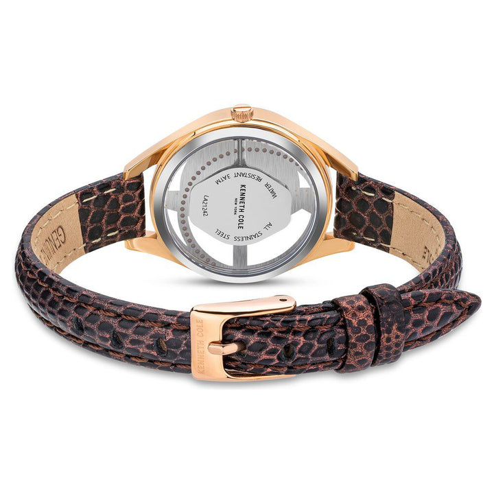 Kenneth Cole Quartz Analog Rose Gold Dial Leather Strap Watch for Women