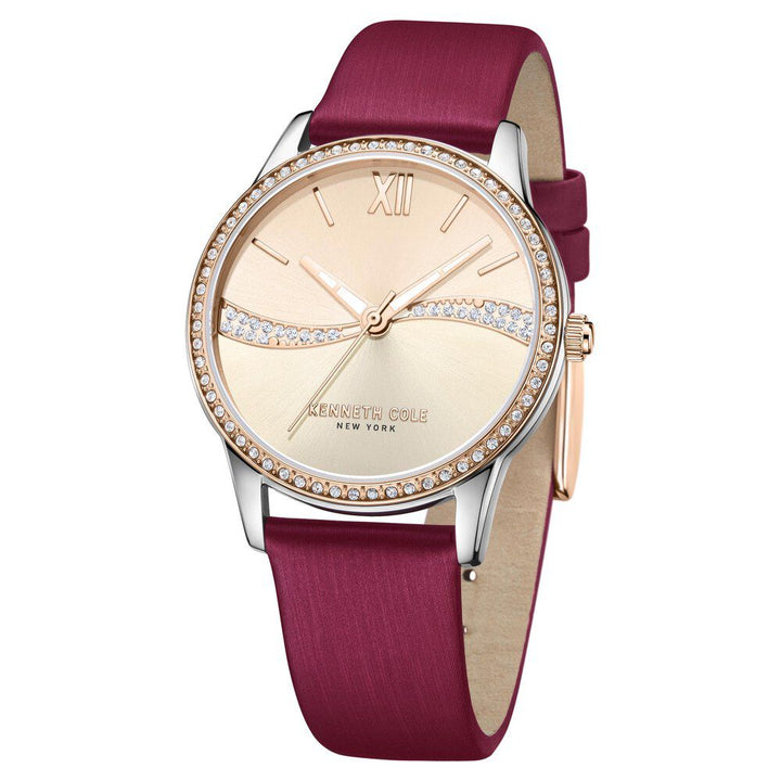 Kenneth Cole Quartz Analog Rose Gold Dial Leather Strap Watch For Women