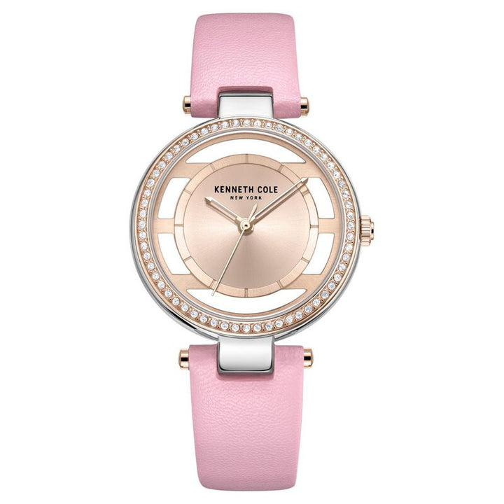 Kenneth Cole Quartz Analog Rose Gold Dial Leather Strap Watch For Women