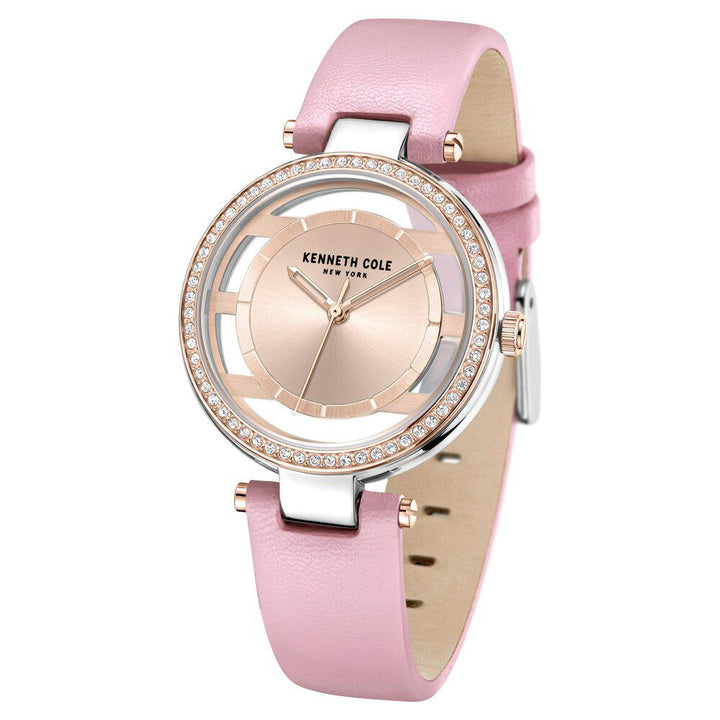 Kenneth Cole Quartz Analog Rose Gold Dial Leather Strap Watch For Women