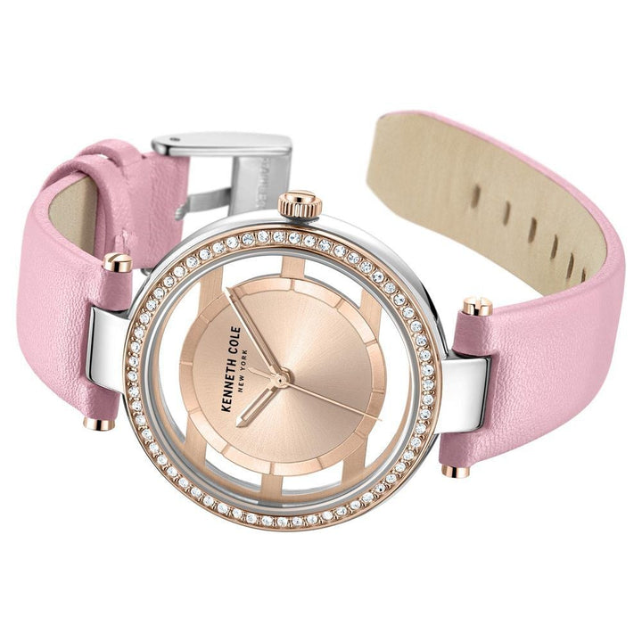 Kenneth Cole Quartz Analog Rose Gold Dial Leather Strap Watch for Women KCWLA2219801LD