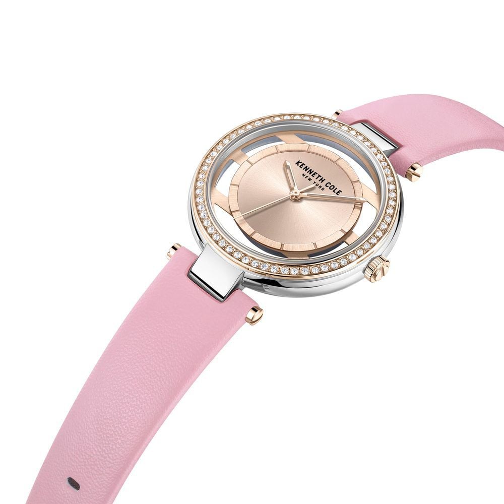 Kenneth Cole Quartz Analog Rose Gold Dial Leather Strap Watch for Women KCWLA2219801LD