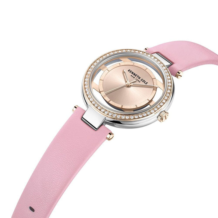 Kenneth Cole Quartz Analog Rose Gold Dial Leather Strap Watch for Women KCWLA2219801LD