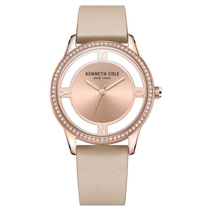 Kenneth Cole Quartz Analog Rose Gold Dial Leather Strap Watch for Women KCWLA2220103LD