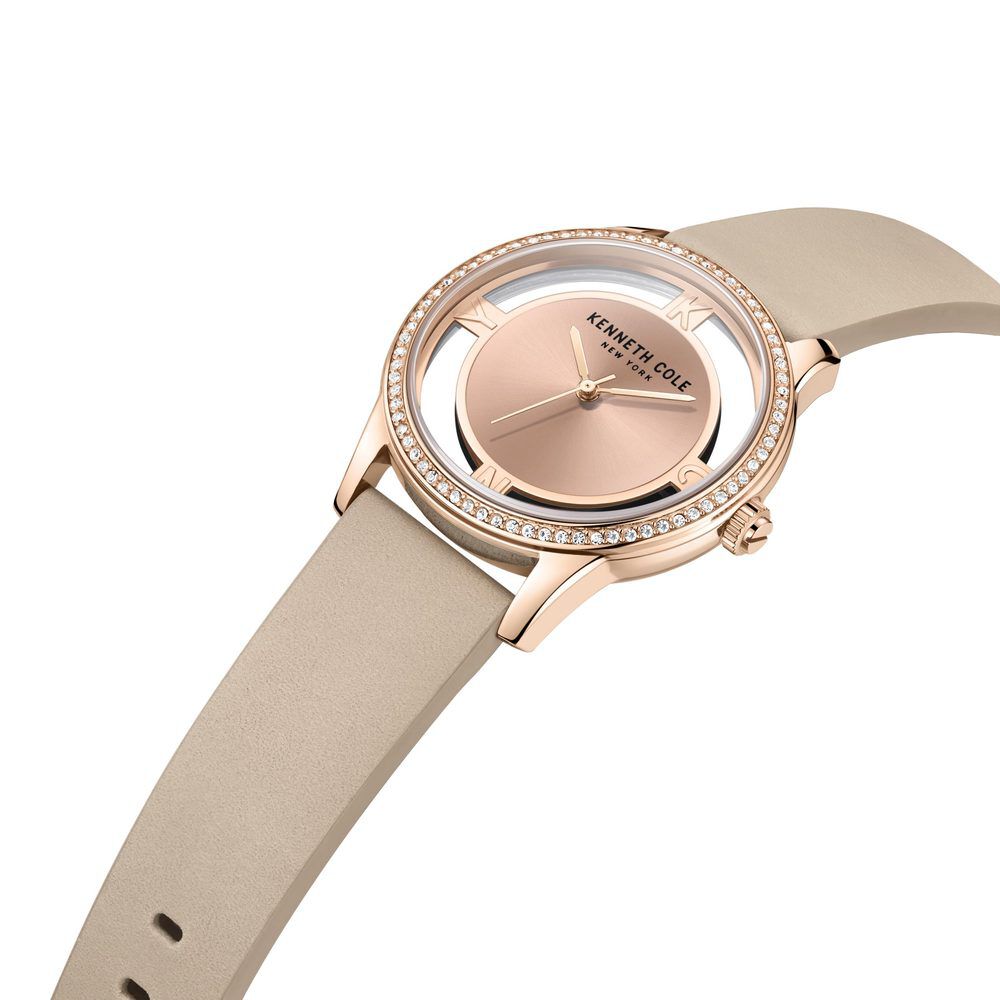 Kenneth Cole Quartz Analog Rose Gold Dial Leather Strap Watch For Women
