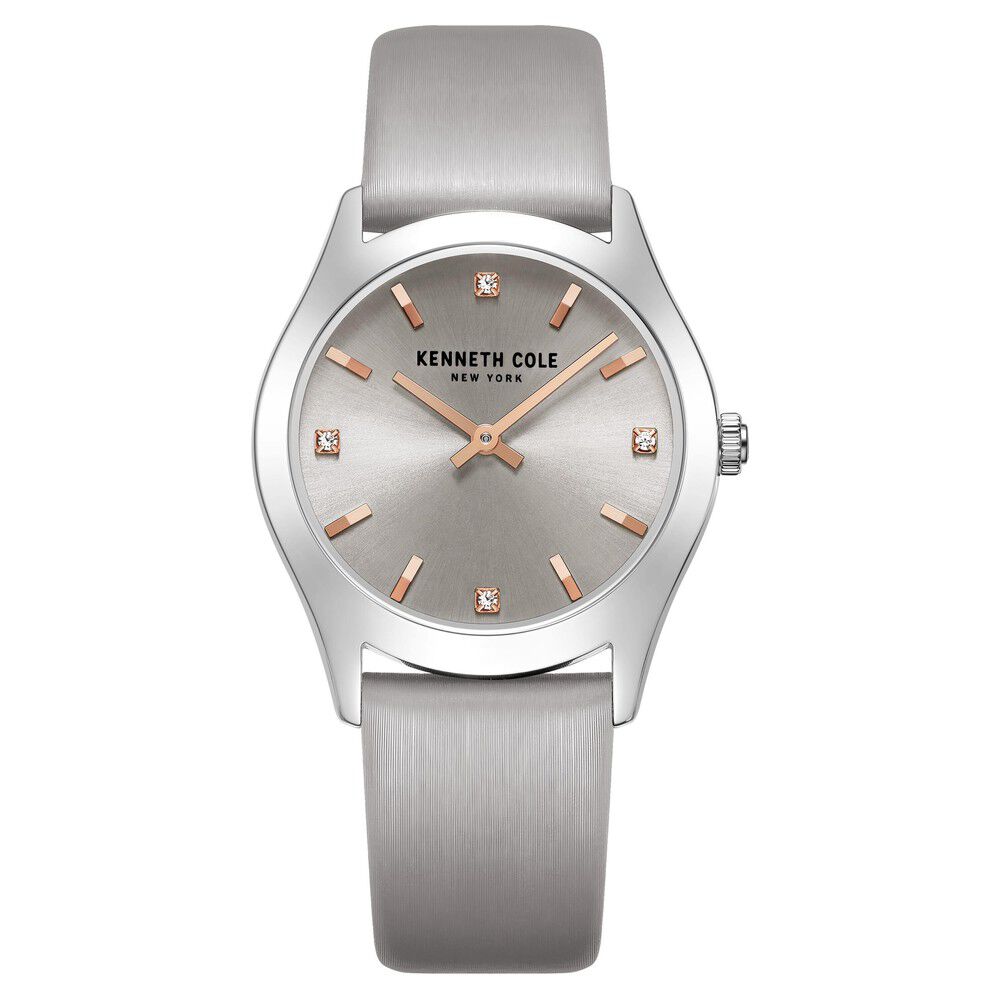 Kenneth Cole Quartz Analog Grey Dial Leather Strap Watch for Women