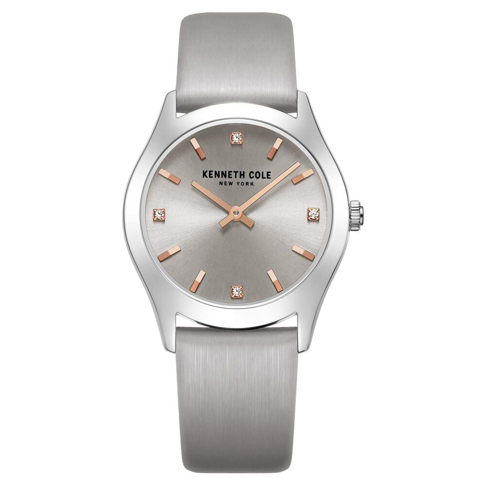 Kenneth Cole Quartz Analog Grey Dial Leather Strap Watch for Women