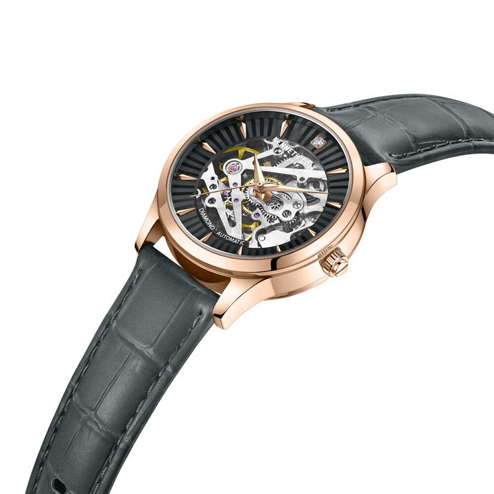 Kenneth Cole Automatic Black Dial Leather Strap Watch For Women