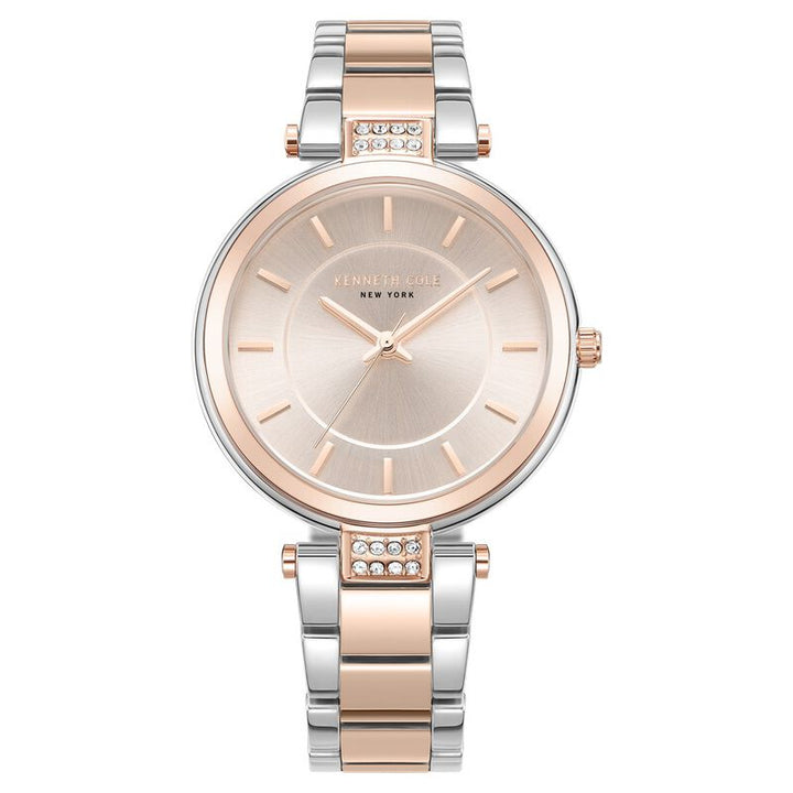 Kenneth Cole Quartz Analog Rose Gold Dial Two Toned Stainless Steel Strap Watch For Women