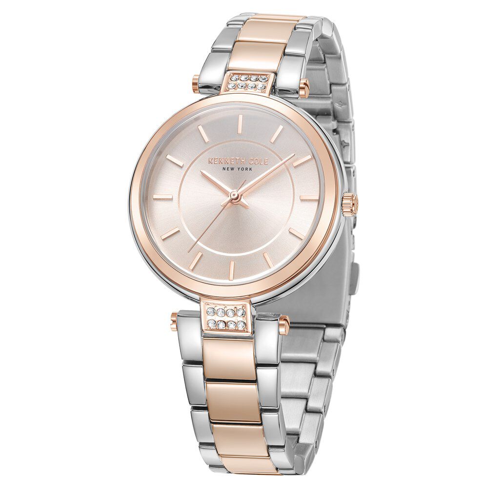 Kenneth Cole Quartz Analog Rose Gold Dial Two Toned Stainless Steel Strap Watch For Women