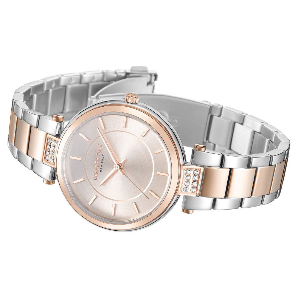 Kenneth Cole Quartz Analog Rose Gold Dial Two Toned Stainless Steel Strap Watch For Women