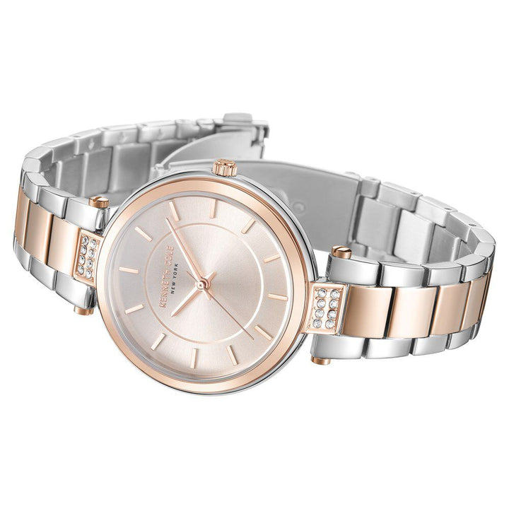 Kenneth Cole Quartz Analog Rose Gold Dial Two Toned Stainless Steel Strap Watch For Women