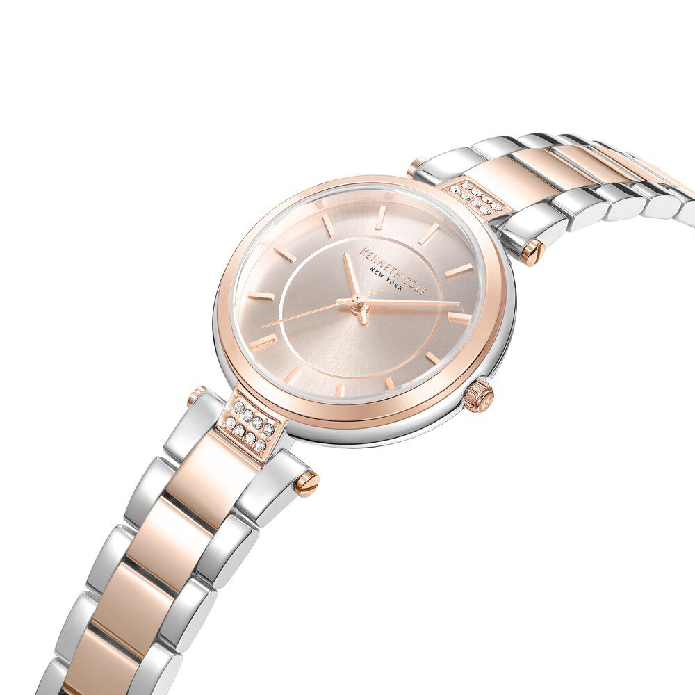 Kenneth Cole Quartz Analog Rose Gold Dial Two Toned Stainless Steel Strap Watch For Women