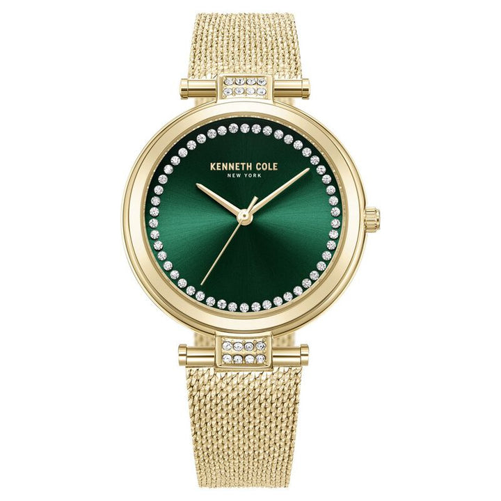 Kenneth Cole Quartz Analog Green Dial Golden Stainless Steel Strap Watch For Women