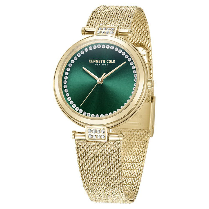 Kenneth Cole Quartz Analog Green Dial Golden Stainless Steel Strap Watch For Women