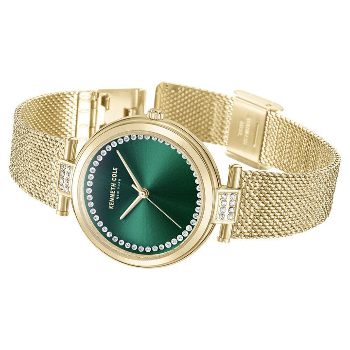 Kenneth Cole Quartz Analog Green Dial Golden Stainless Steel Strap Watch for Women KCWLG0026801LD