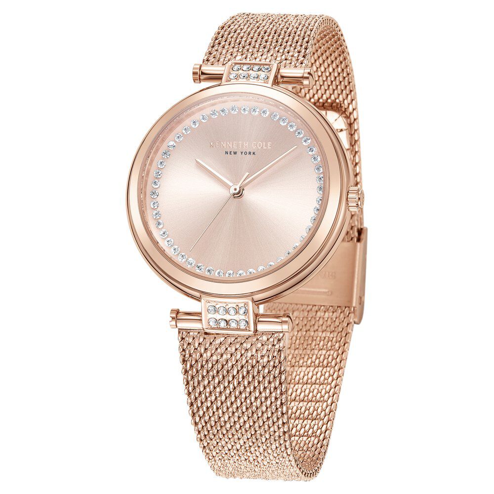 Kenneth Cole Quartz Analog Rose Gold Dial Stainless Steel Strap Watch For Women