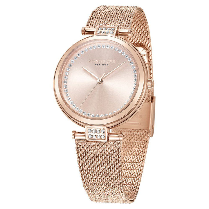 Kenneth Cole Quartz Analog Rose Gold Dial Stainless Steel Strap Watch For Women
