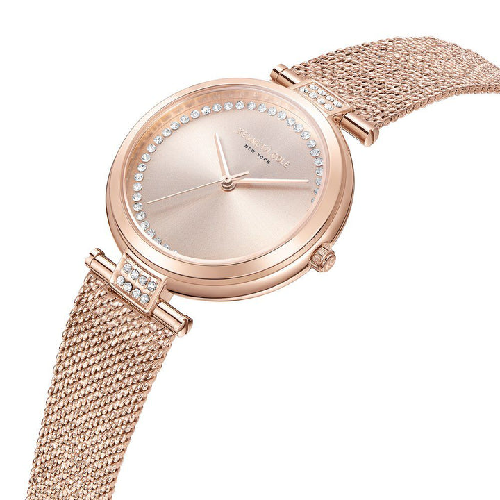 Kenneth Cole Quartz Analog Rose Gold Dial Stainless Steel Strap Watch For Women