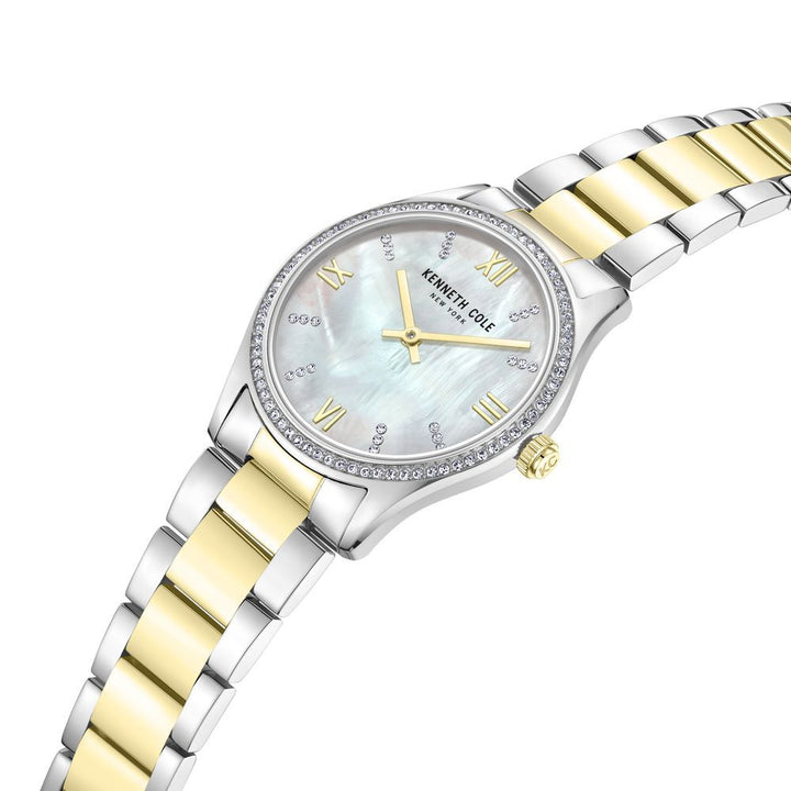 Kenneth Cole Quartz Analog Mother Of Pearl Dial Stainless Steel Strap Watch For Women KCWLG0048302LD