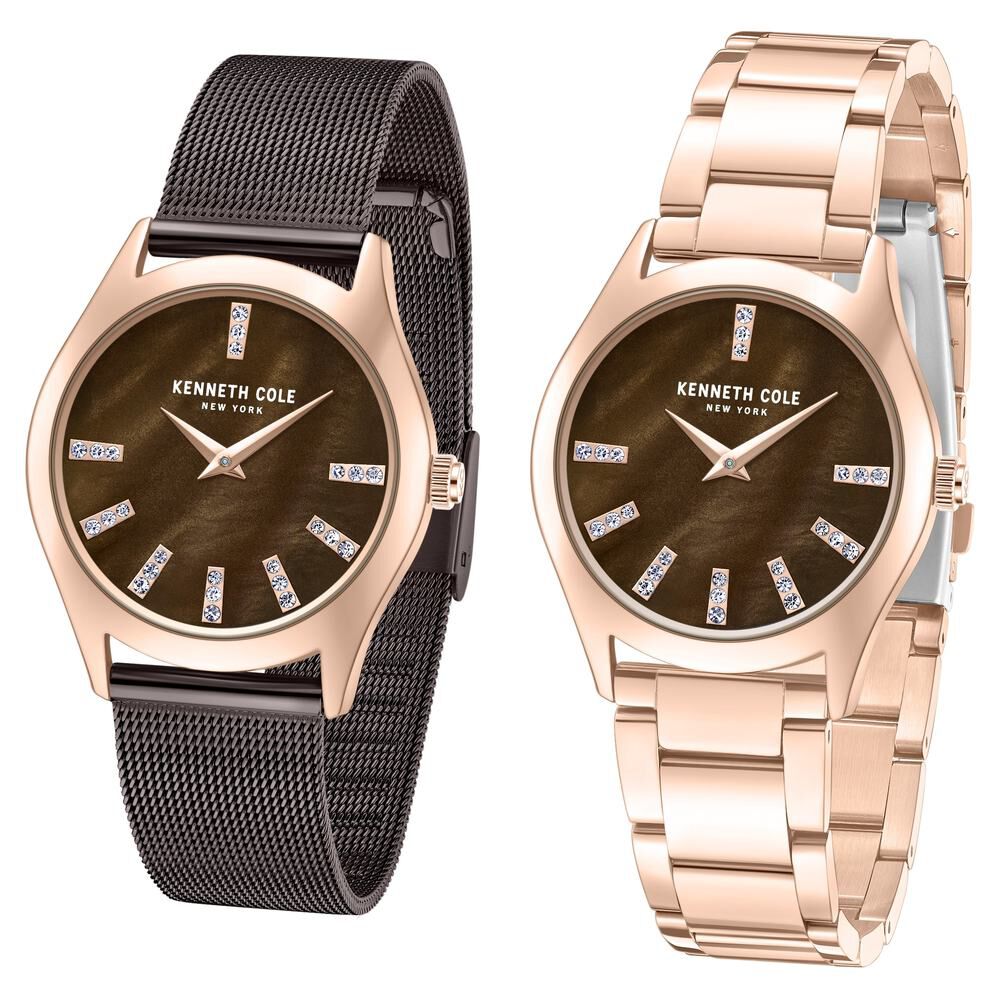 Kenneth Cole Quartz Analog Mother Of Pearl Dial Stainless Steel Interchangeable Strap Watch For Women KCWLG0048402LD