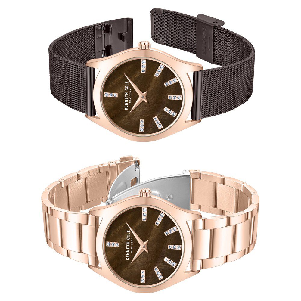 Kenneth Cole Quartz Analog Mother Of Pearl Dial Stainless Steel Interchangeable Strap Watch For Women KCWLG0048402LD