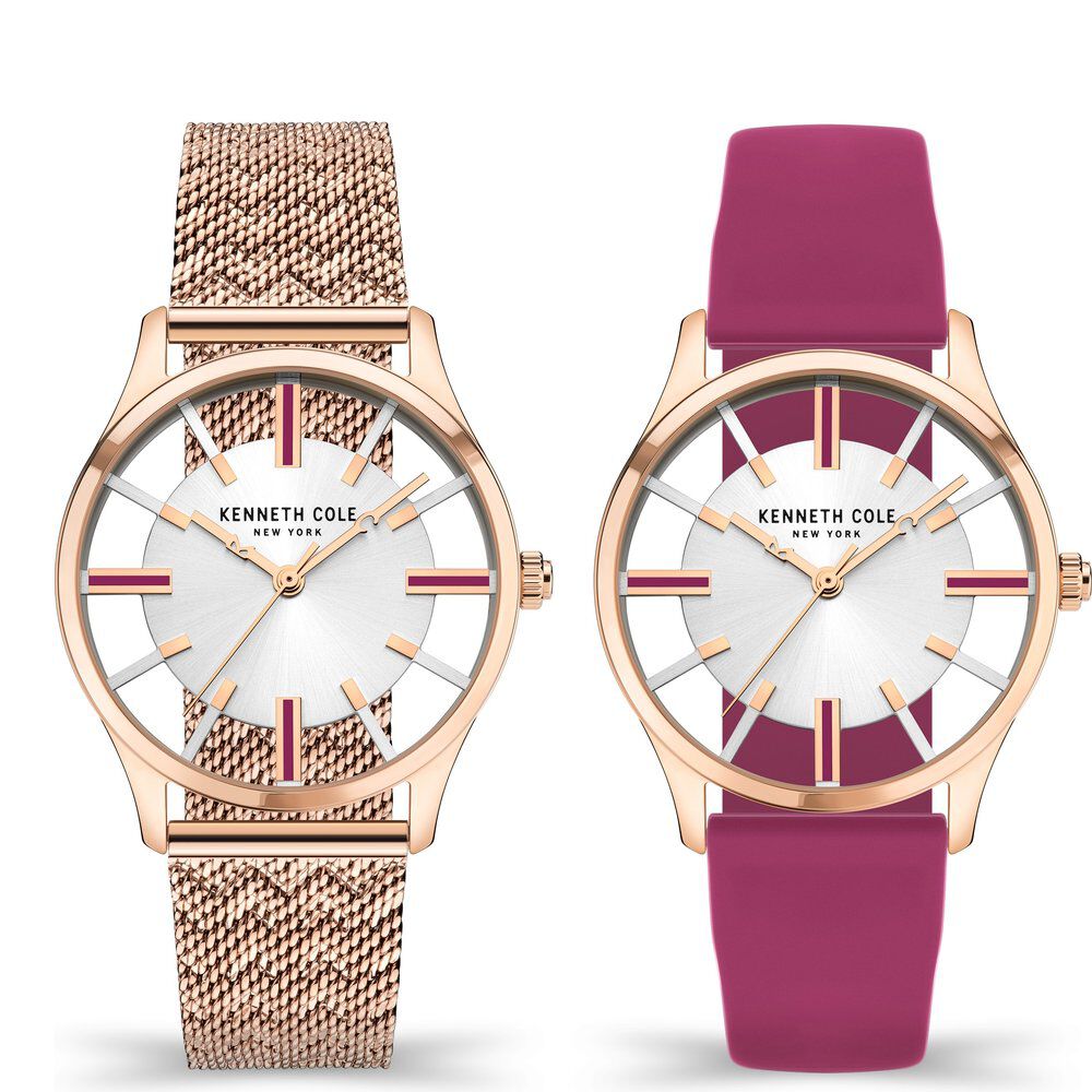 Kenneth Cole Quartz Analog Silver Dial Silicone Strap Watch For Women