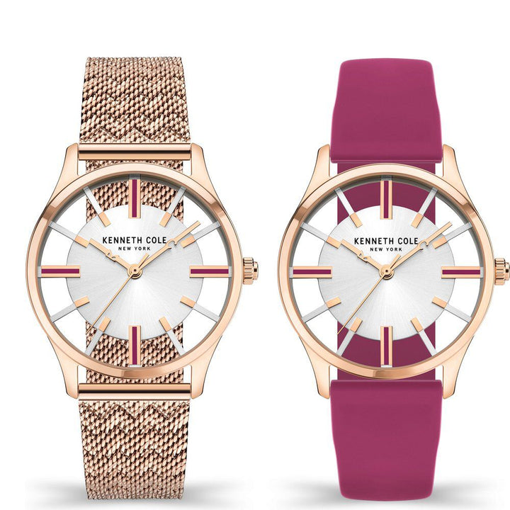 Kenneth Cole Quartz Analog Silver Dial Silicone Strap Watch For Women