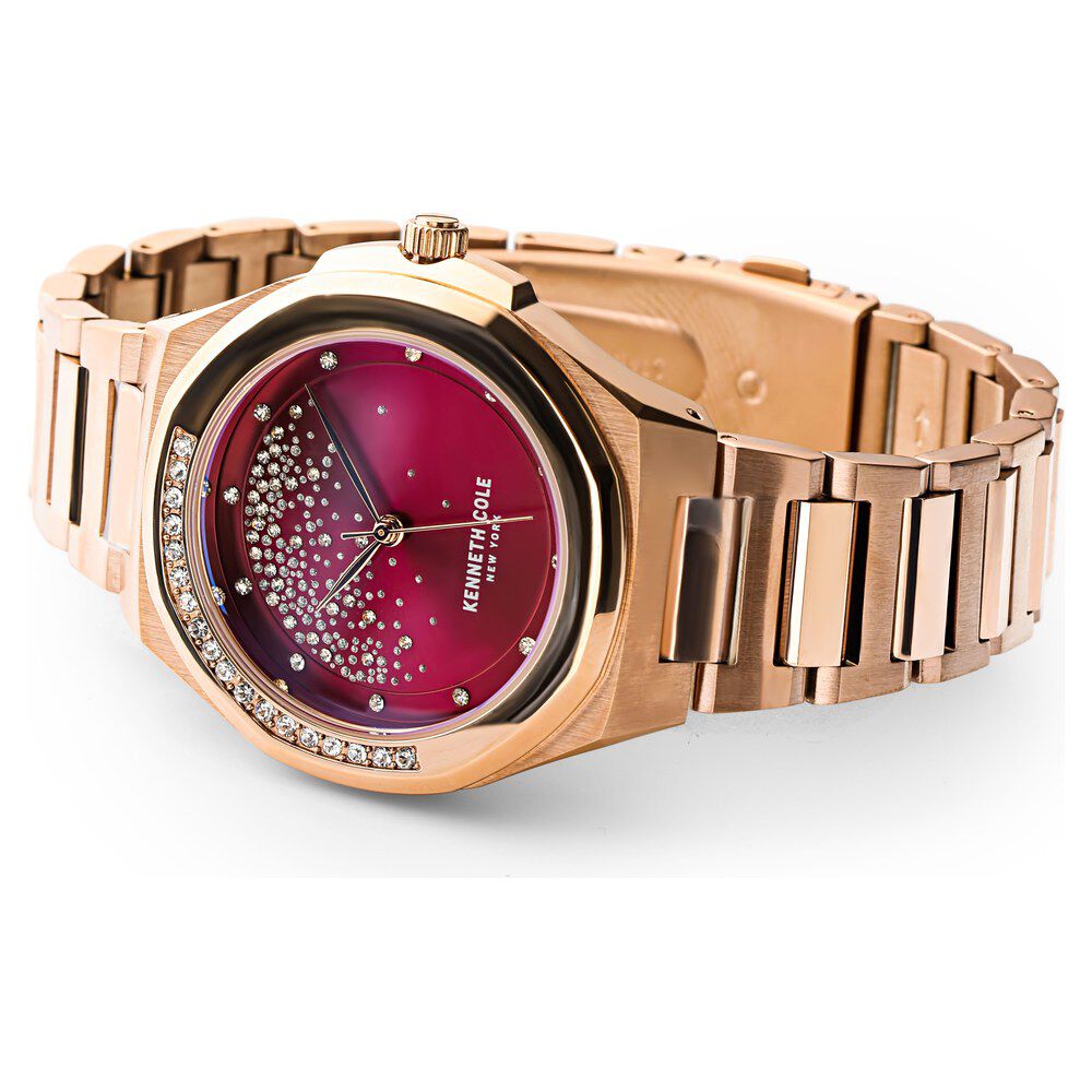 Kenneth Cole Quartz Analog Maroon Dial Stainless Steel Strap Watch For Women