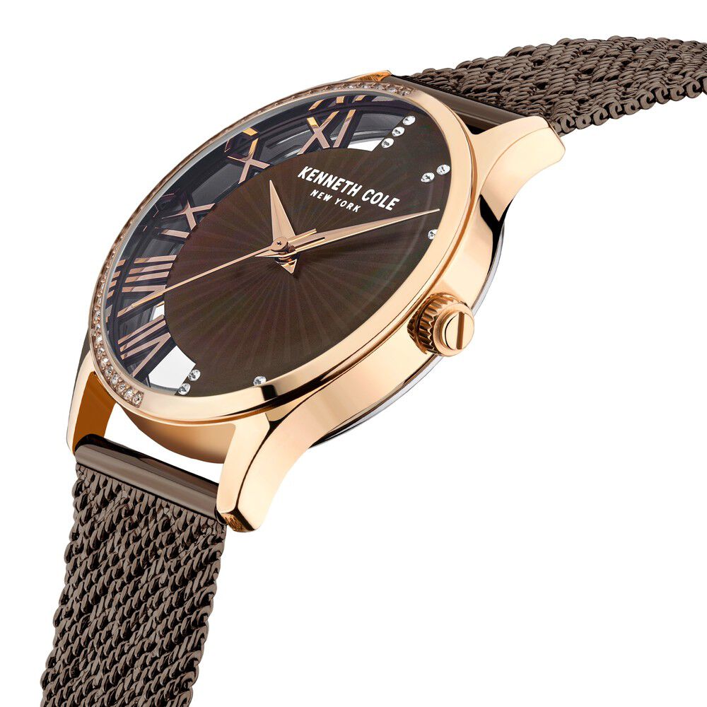 Kenneth Cole Quartz Analog Brown Dial Stainless Steel Strap Watch For Women