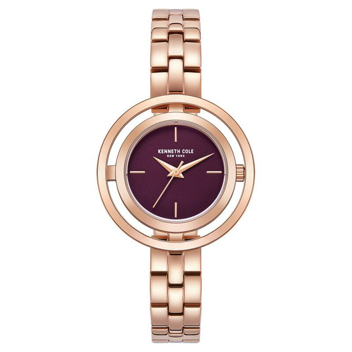 Kenneth Cole Quartz Analog Purple Dial Stainless Steel Strap Watch For Women