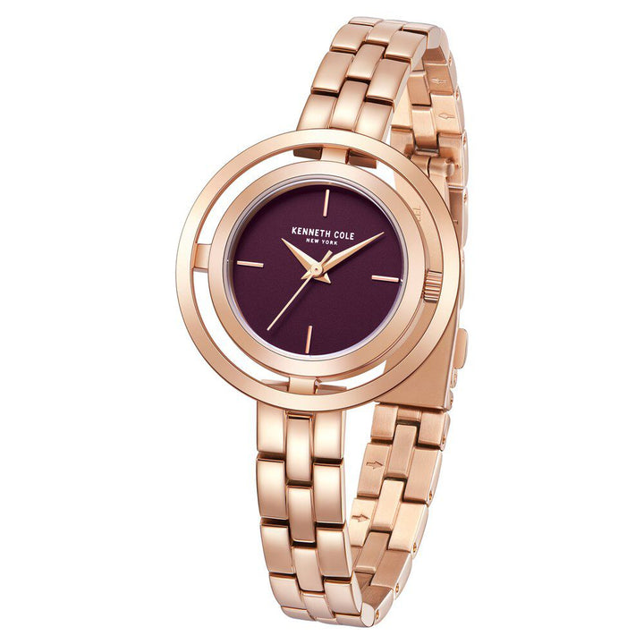 Kenneth Cole Quartz Analog Purple Dial Stainless Steel Strap Watch For Women