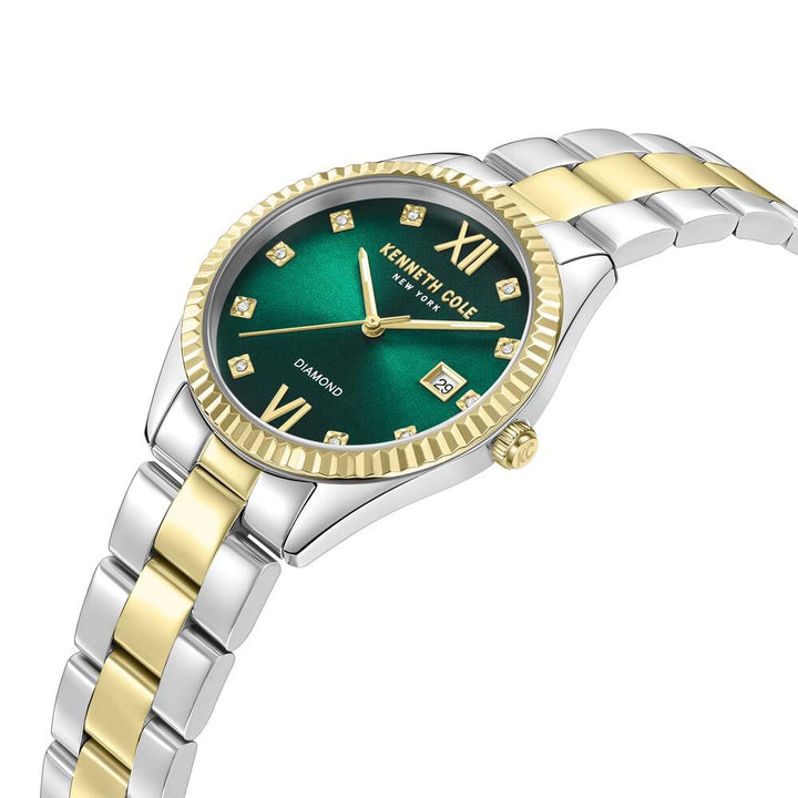 Kenneth Cole Quartz Analog Green Dial Stainless Steel Strap Watch For Women