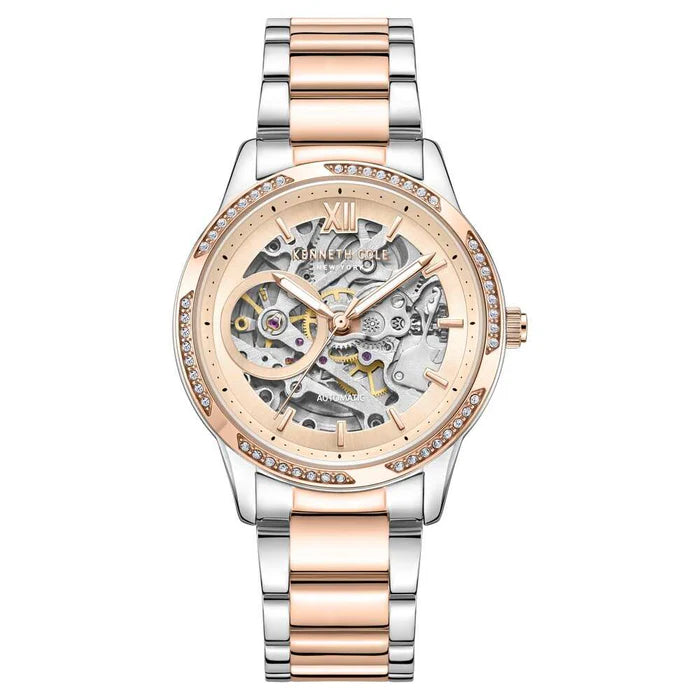 Kenneth Cole Automatic Rose Gold Dial Stainless Steel Strap Watch for Women