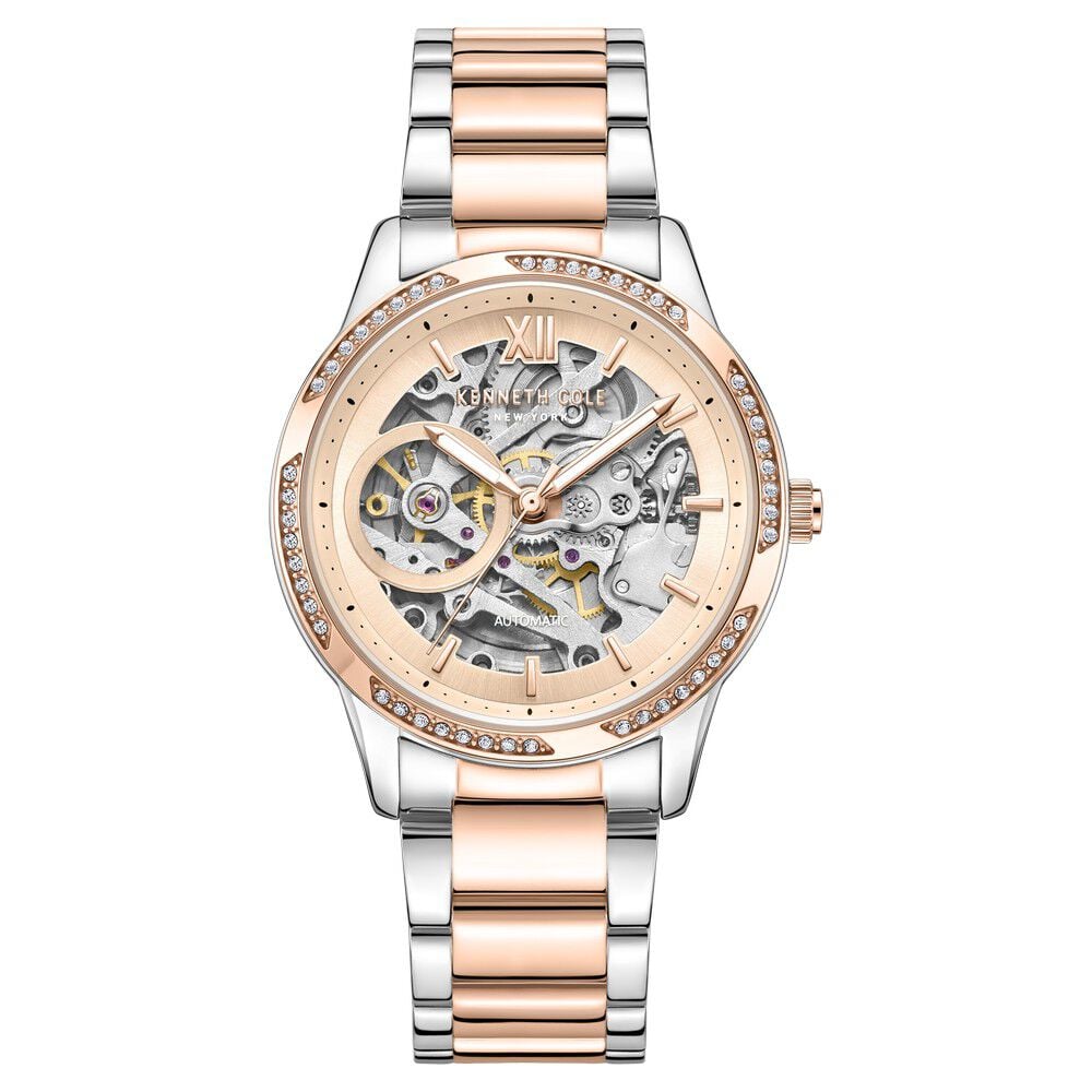 Kenneth Cole Automatic Rose Gold Dial Stainless Steel Strap Watch for Women