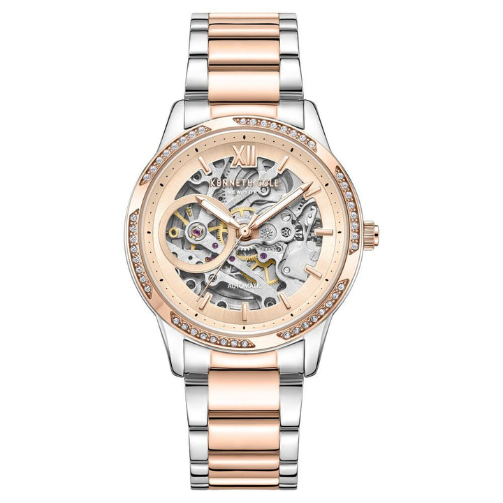 Kenneth Cole Automatic Rose Gold Dial Stainless Steel Strap Watch for Women