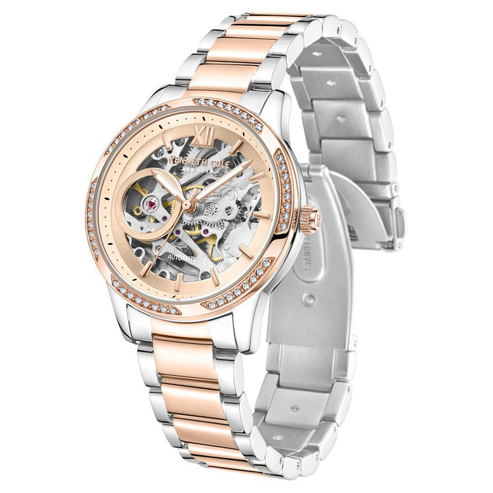 Kenneth Cole Automatic Rose Gold Dial Stainless Steel Strap Watch for Women