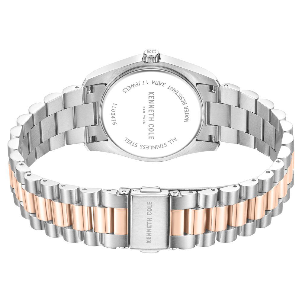 Kenneth Cole Mechanical Hand Wound Analog Mechanical Rose Gold Dial With Two Toned Stainless Steel Strap Watch For Women KCWLL0047603LD