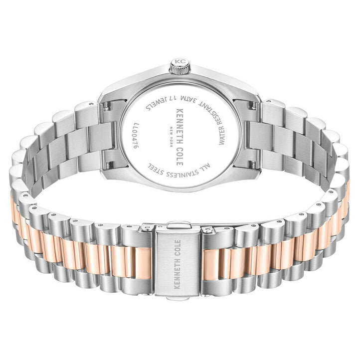 Kenneth Cole Mechanical Hand Wound Analog Mechanical Rose Gold Dial With Two Toned Stainless Steel Strap Watch For Women KCWLL0047603LD