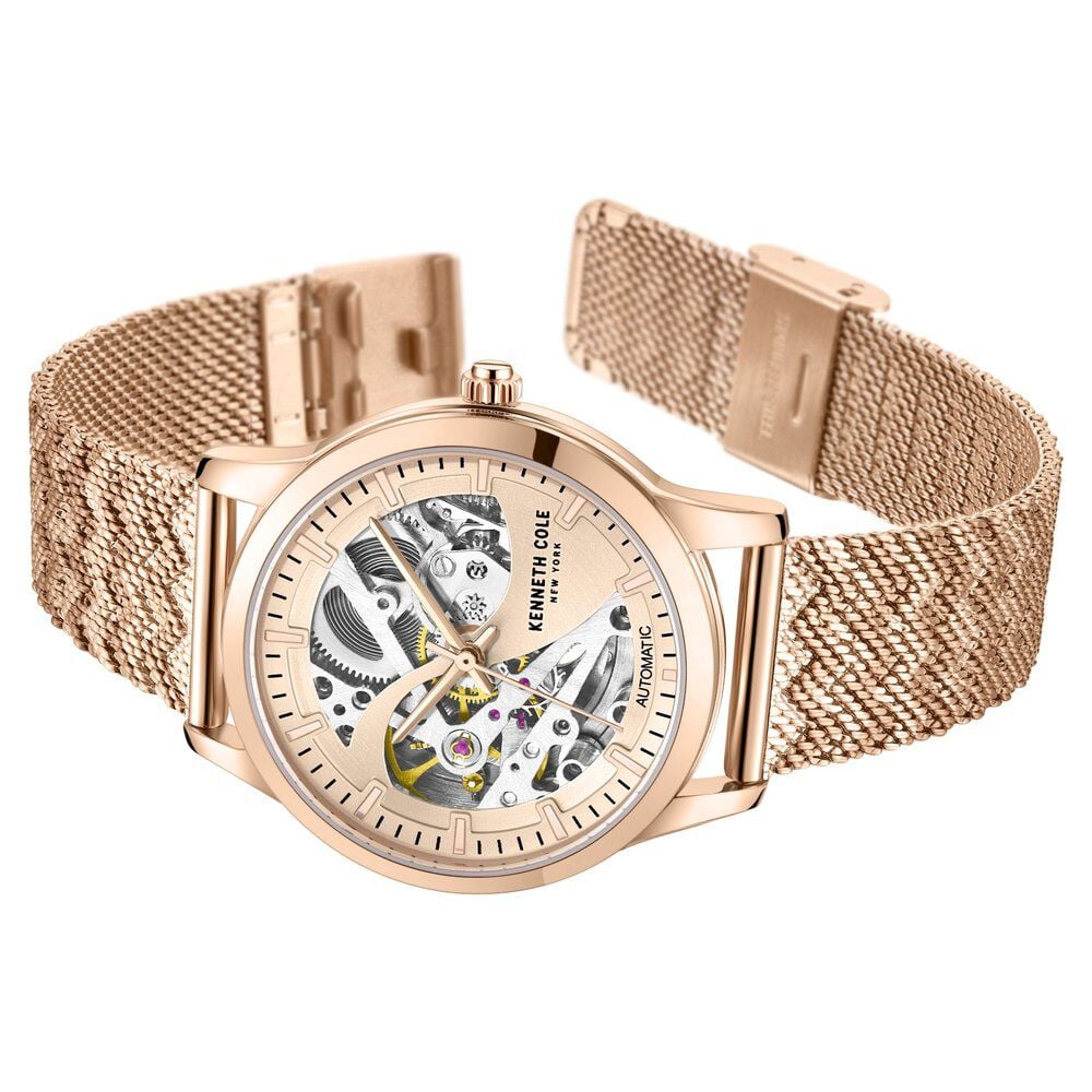 Kenneth Cole Automatic Rose Gold Dial Stainless Steel Strap Watch for Women
