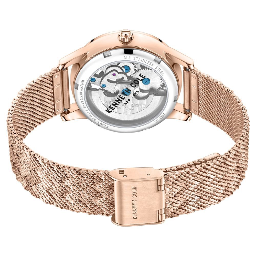 Kenneth Cole Automatic Rose Gold Dial Stainless Steel Strap Watch for Women