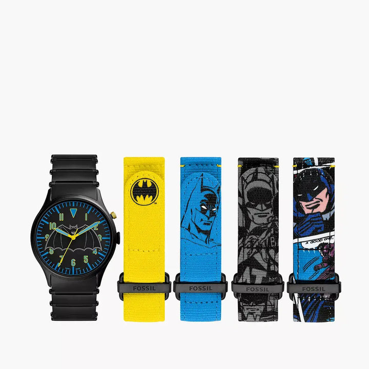 Fossil Limited Edition Batman Heritage Led Black Stainless Steel Watch Set