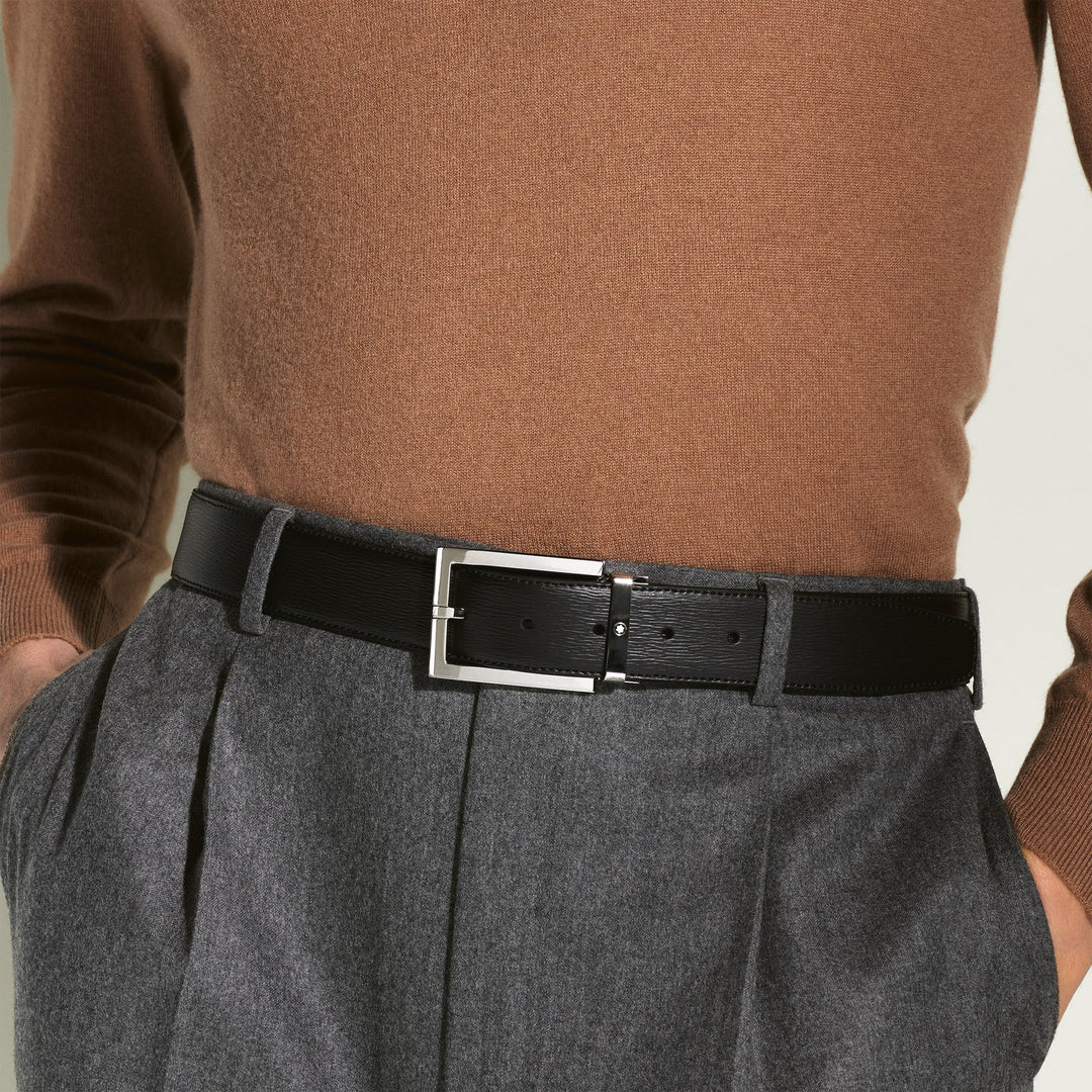 Montblanc Black 35 mm leather belt MB114435