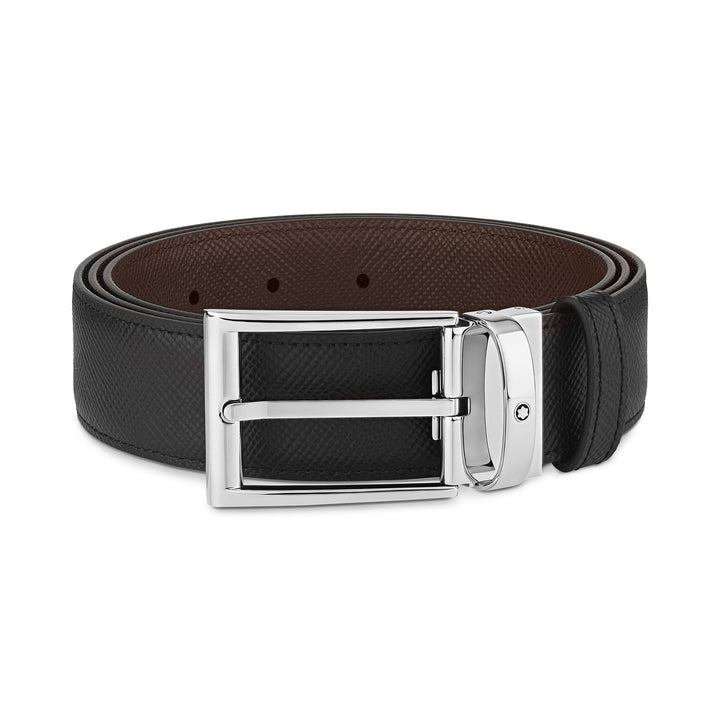 Montblanc Black/brown 35 mm reversible leather belt MB118436