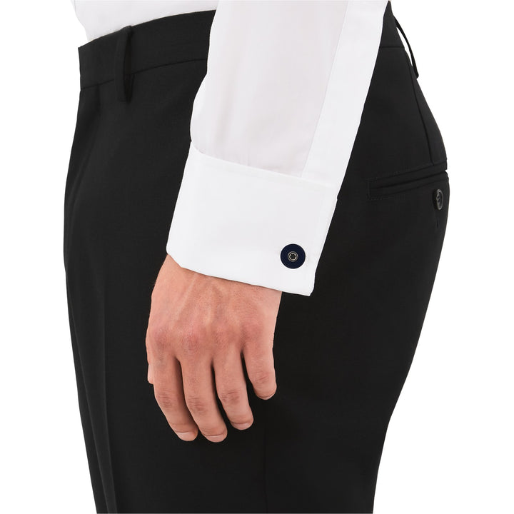 Montblanc Cufflinks, round in stainless steel with blue resin MB123812