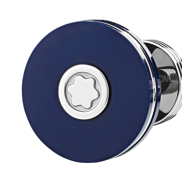 Montblanc Cufflinks, round in stainless steel with blue resin MB123812