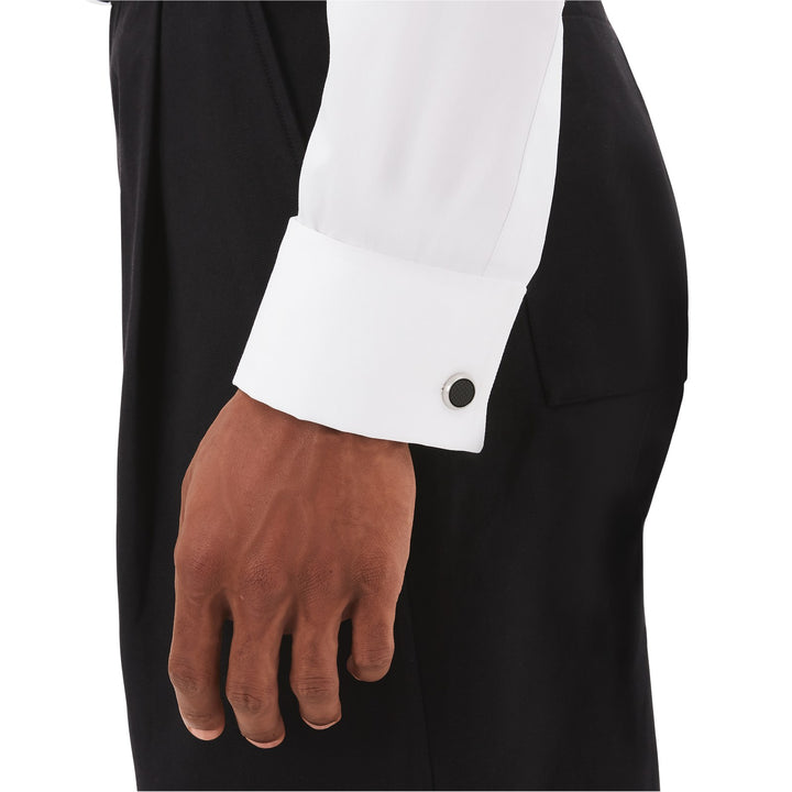 Montblanc Cufflinks, round in stainless steel with carbon-patterned inlay MB124295