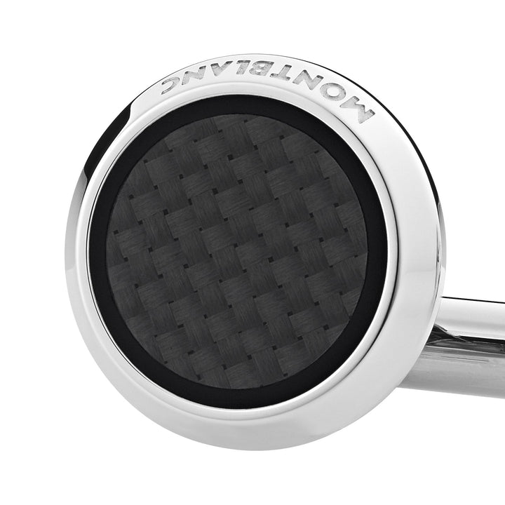 Montblanc Cufflinks, round in stainless steel with carbon-patterned inlay MB124295