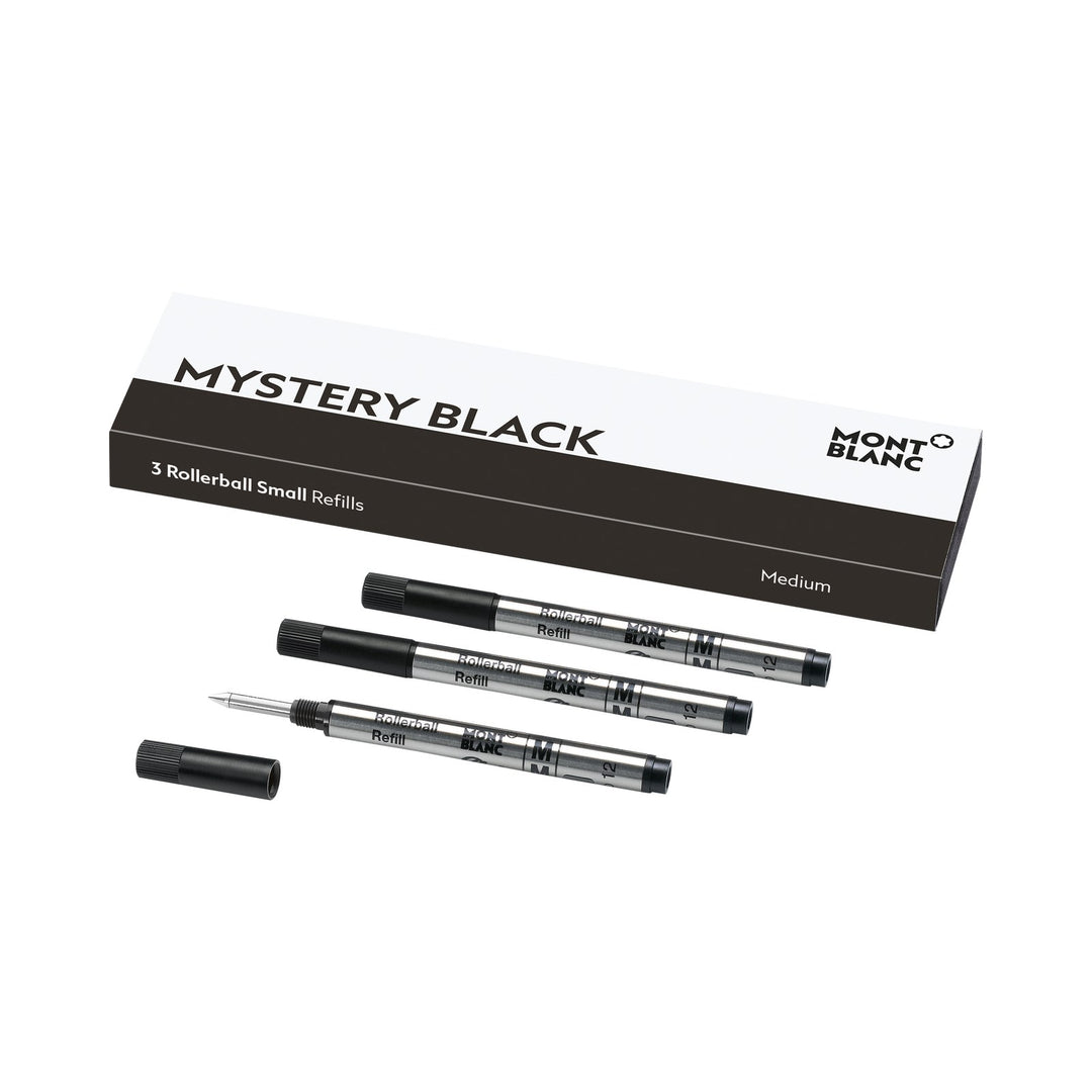 Montblanc 3 Rollerball Small Refills, Mystery Black - Medium MB128240
